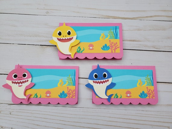 Baby Shark Place Cards Baby Shark Food Tents Baby Shatk Etsy