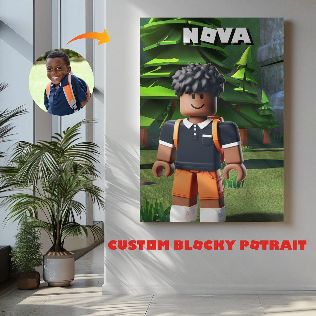 Custom Blocky Art Portrait: Personalized Gamer Gift for Kids (digital ...
