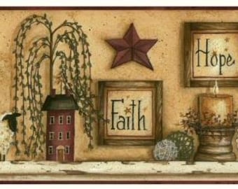 Faith Hope Love Shelf Wallpaper Border CN1136bd