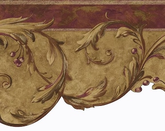 Architectural Scroll Berry Die-Cut Border - Red Gold OA8212b