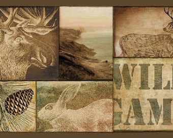 Wild Game Scenes Brown Wallpaper Border TTL01493b