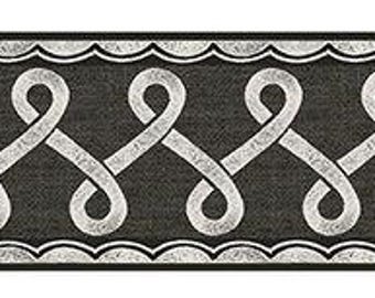 Scalloped Ribbon Black Trim Wallpaper Border