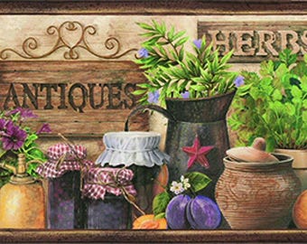 Antiques and Herbs Shelf Wallpaper Border PUR44582b