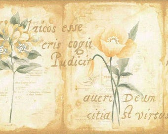 Script Botanical Floral Wallpaper Border 332b39705