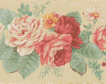 Vintage Floral Beige Wallpaper Border FDB03079