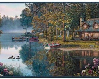 Meditation Cabin Lake Wallpaper Border BP8378bd