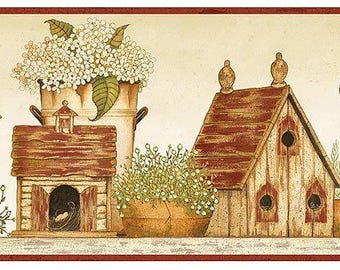 Cottage Birdhouses Wallpaper Border SM05033b