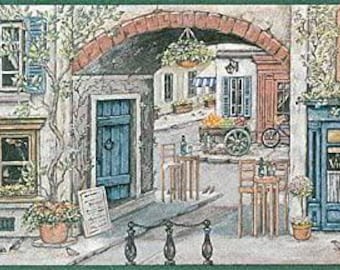 Village Wallpaper Border Green Trimmed 236b55331