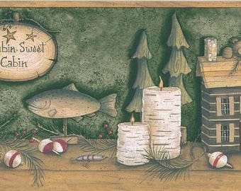 Cabin Shelf Decor Wallpaper Border 145b03851