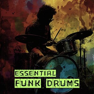 Paquete Funk Essential Drums de 6 GB con más de 4450 bucles de batería WAV, ritmos disco y rellenos libres de regalías para todos los DAW.