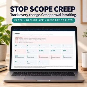Scope Creep Tracker & Change Order Approval System | Excel, Offline App, Scripts