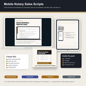Mobile Notary Sales Script Pack, 7 Situations for Getting Signing Work PDF