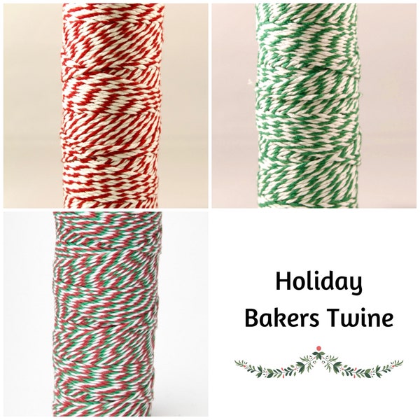 10 + Yards x 2 mm Wide Holiday Bakers Twine, Red Green, 100% Cotton, 12-ply, for Gift Wrap, Holiday Gifts, Packaging and Crafts