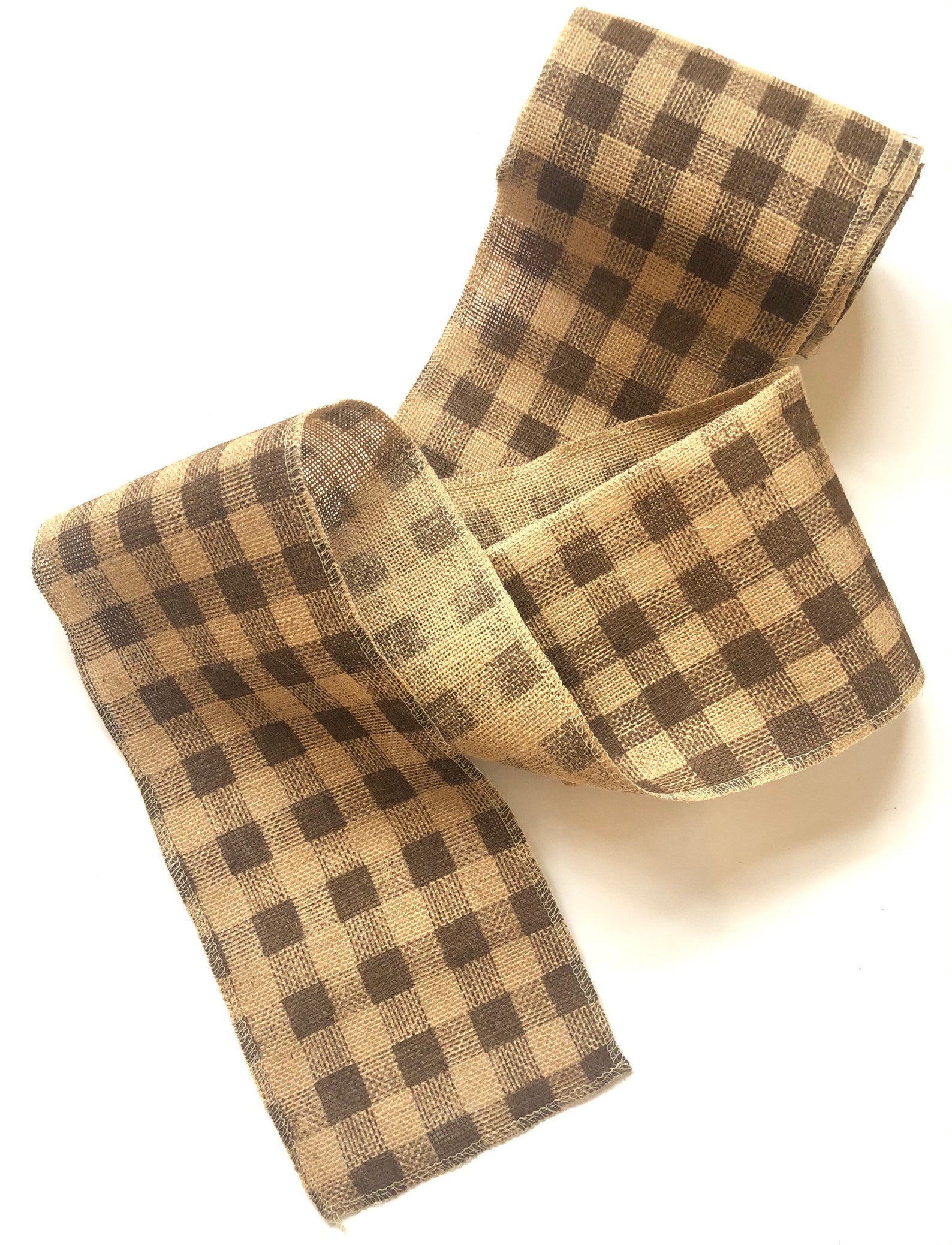 Brown Gingham Burlap Ribbon 6 Inches Wide by the Yard for - Etsy