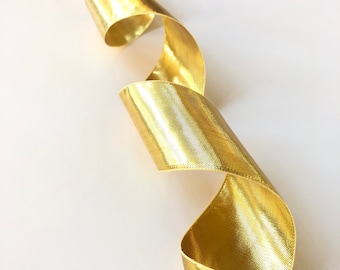 5 + Yards Gold Lamé Ribbon, 3/8 5/8 7/8 or 1.5 inch, Metallic Shimmer, Christmas Ribbon Gift Wrapping Party Favors Crafts Made in USA