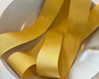 Mustard Gold Shimmer Ribbon, 1 3/8” Wide, By the Yard, for Gift Wrap, Sewing Trim, Wedding Decor, Party Decorations, Hair Bows, 1 3/8 inch
