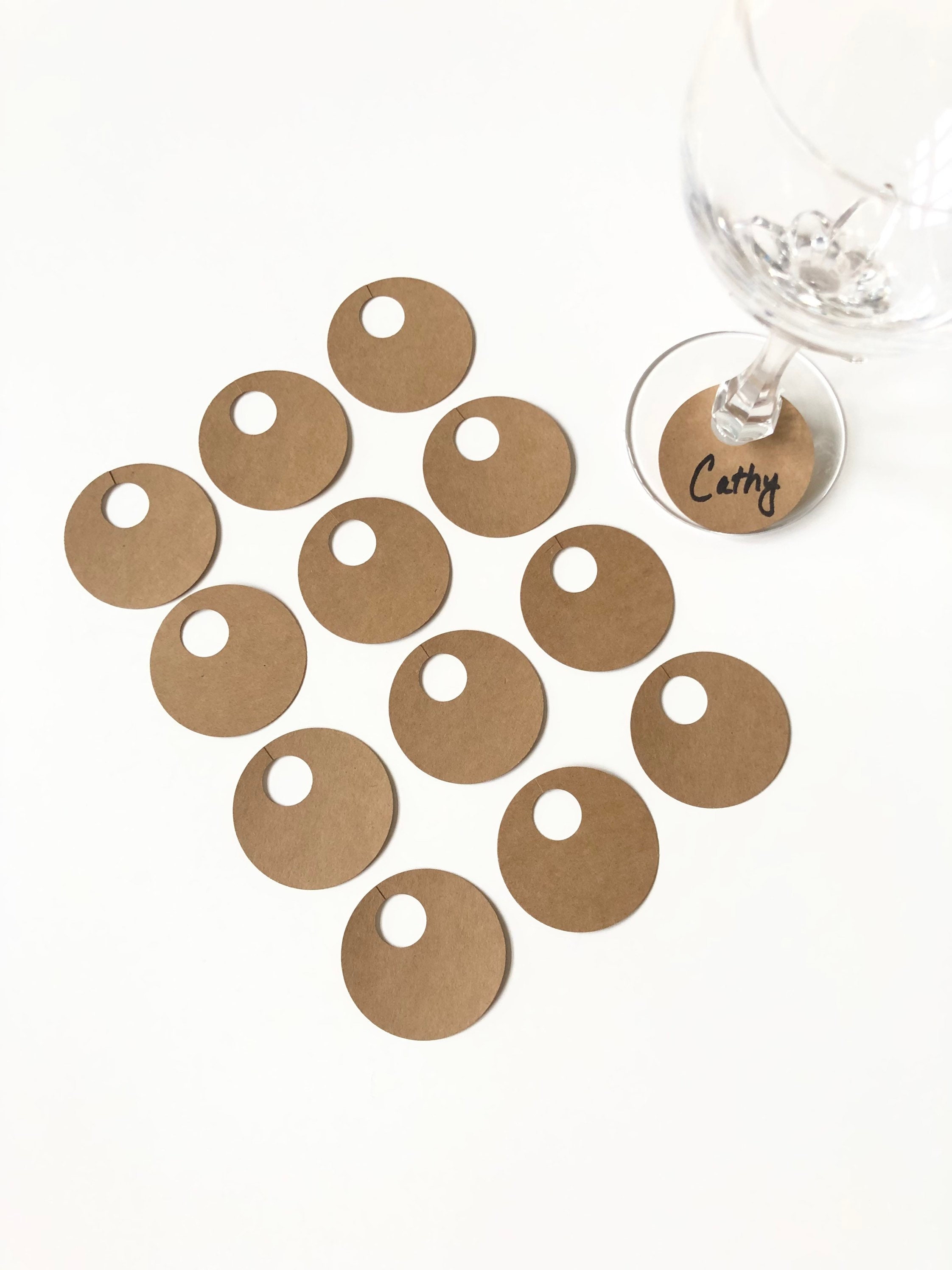 25 Wine Glass Drink Tags Kraft ou White Blank Simple Name Etsy