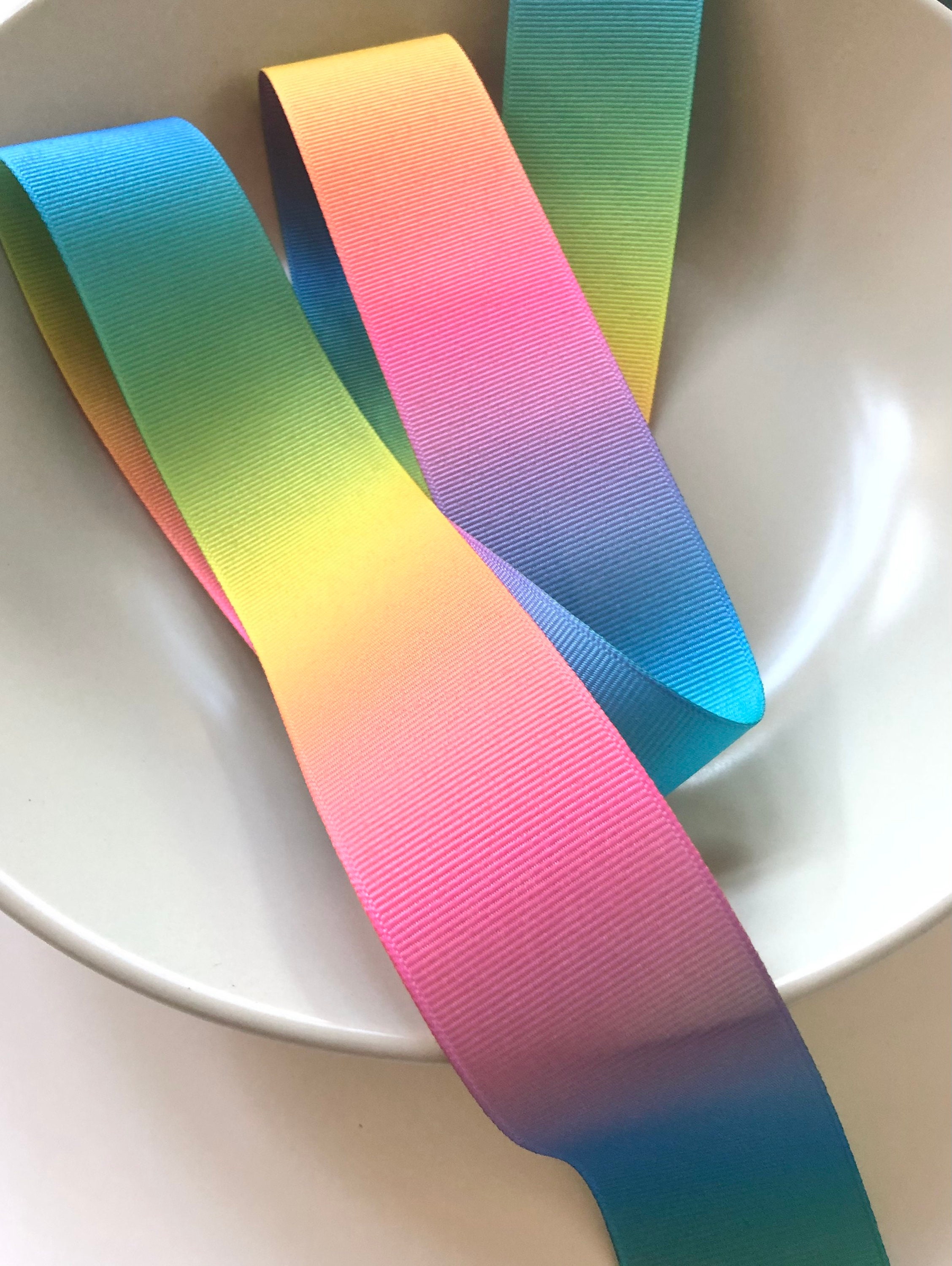 Ombre Rainbow Ribbon 1 1/2 Inch Double Sided Grosgrain for | Etsy