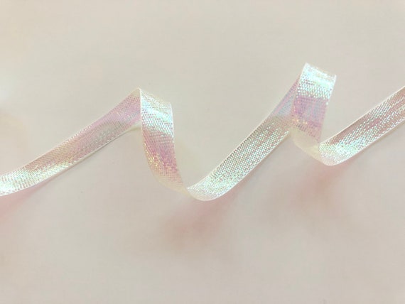5 Yards 3/8 Pink or Clear Lamé Iridescent Ribbon, for Wedding
