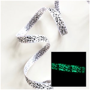 Glow in the Dark Ribbon, Black & White, 5/8 Inch, 5+ Yard Length, for Gift Wrap, Prom, Party Favors, Hair Accessories, 5/8”