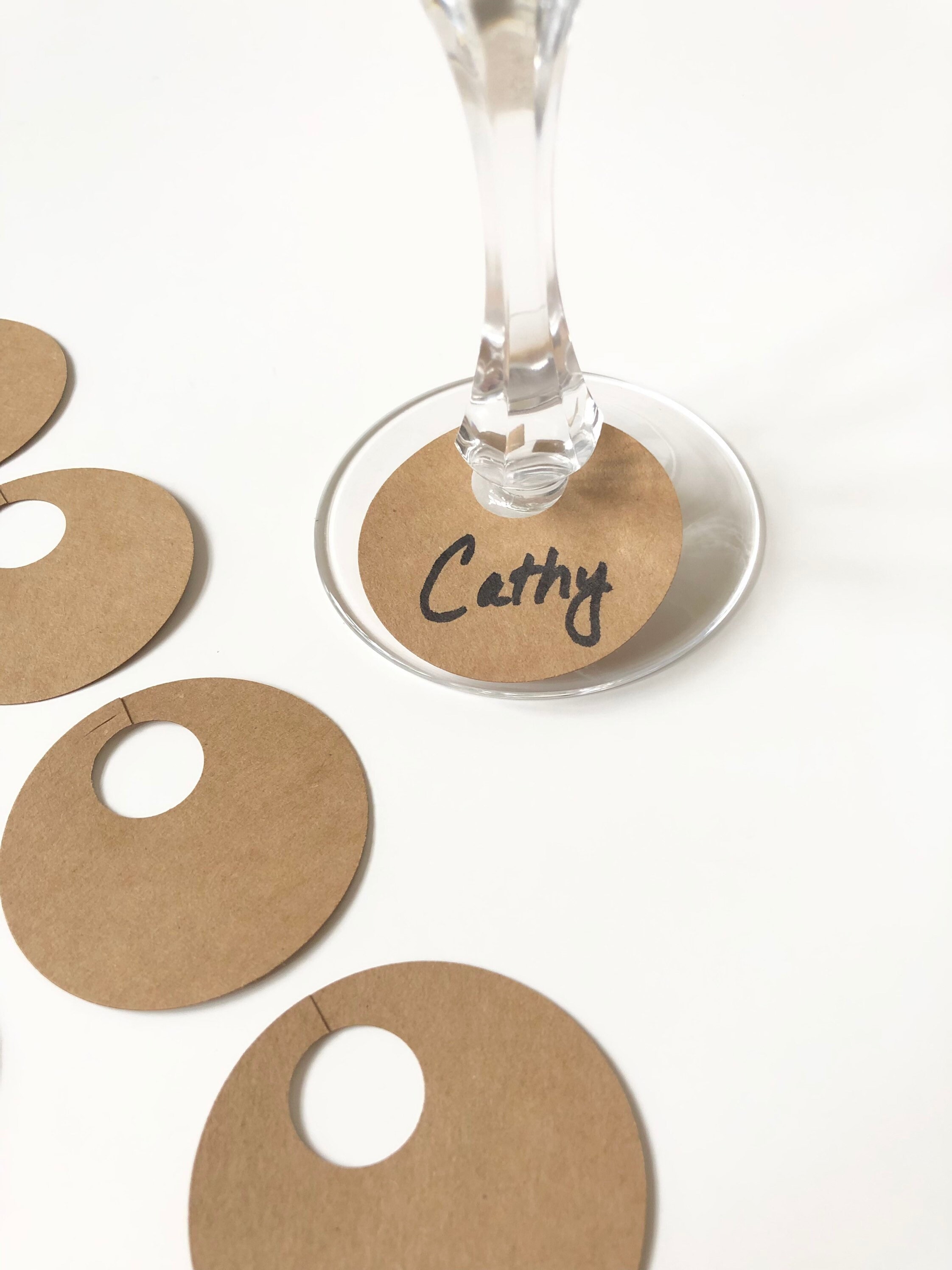 25 Wine Glass Drink Tags Kraft ou White Blank Simple Name Etsy