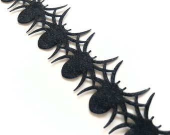 Black Spider Ribbon, 7/8 Inch, Laser Cut, by the Yard, Halloween Trim for Crafts, Card Making, Scrapbooking, Packaging, 7/8”