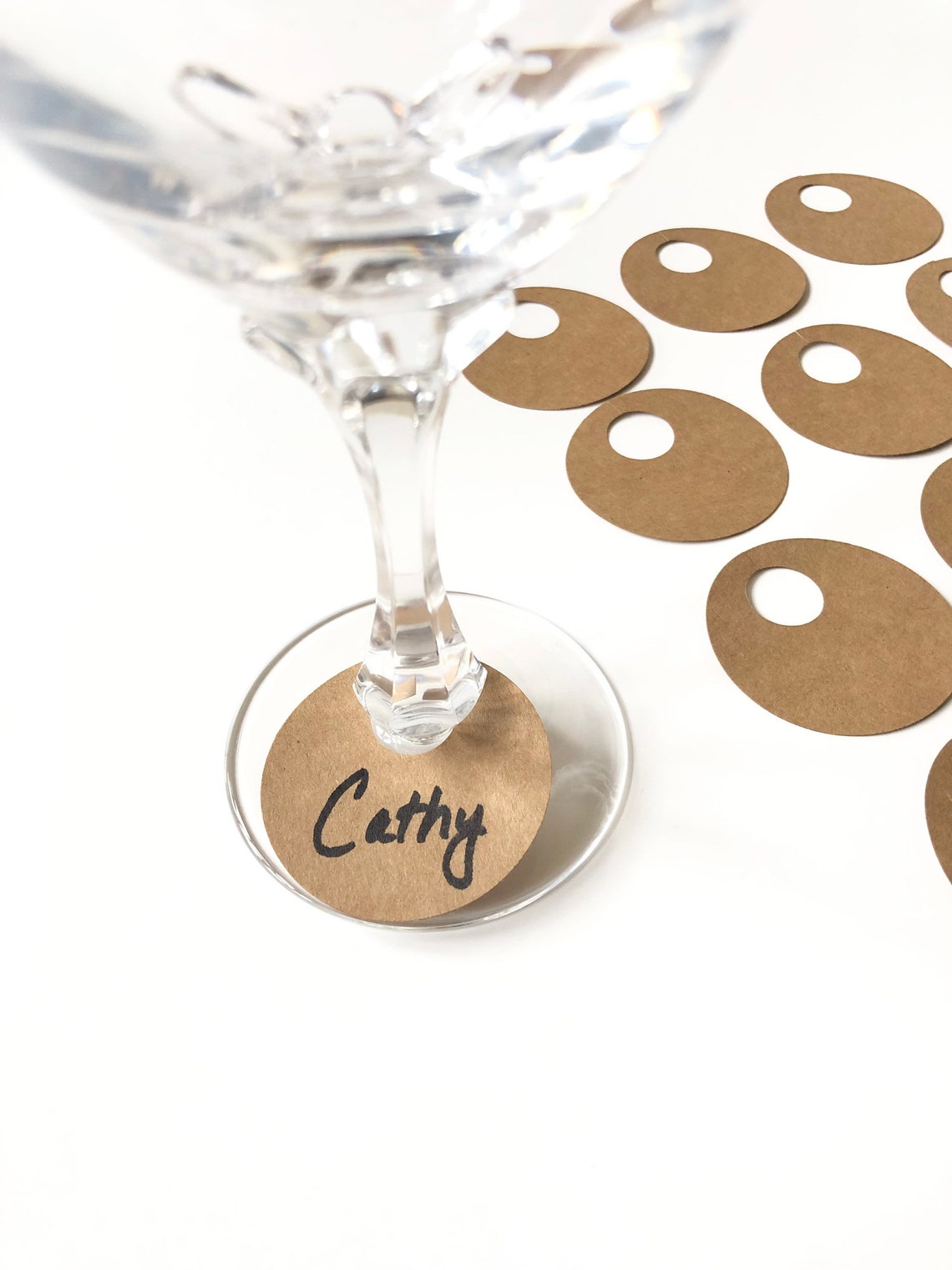 25 Wine Glass Drink Tags Kraft ou White Blank Simple Name Etsy