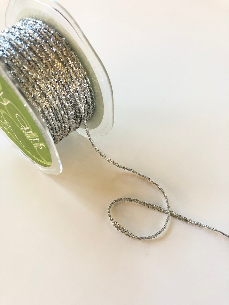 Metallic Tinsel String Cord Silver Gold or White 5 Yards Etsy