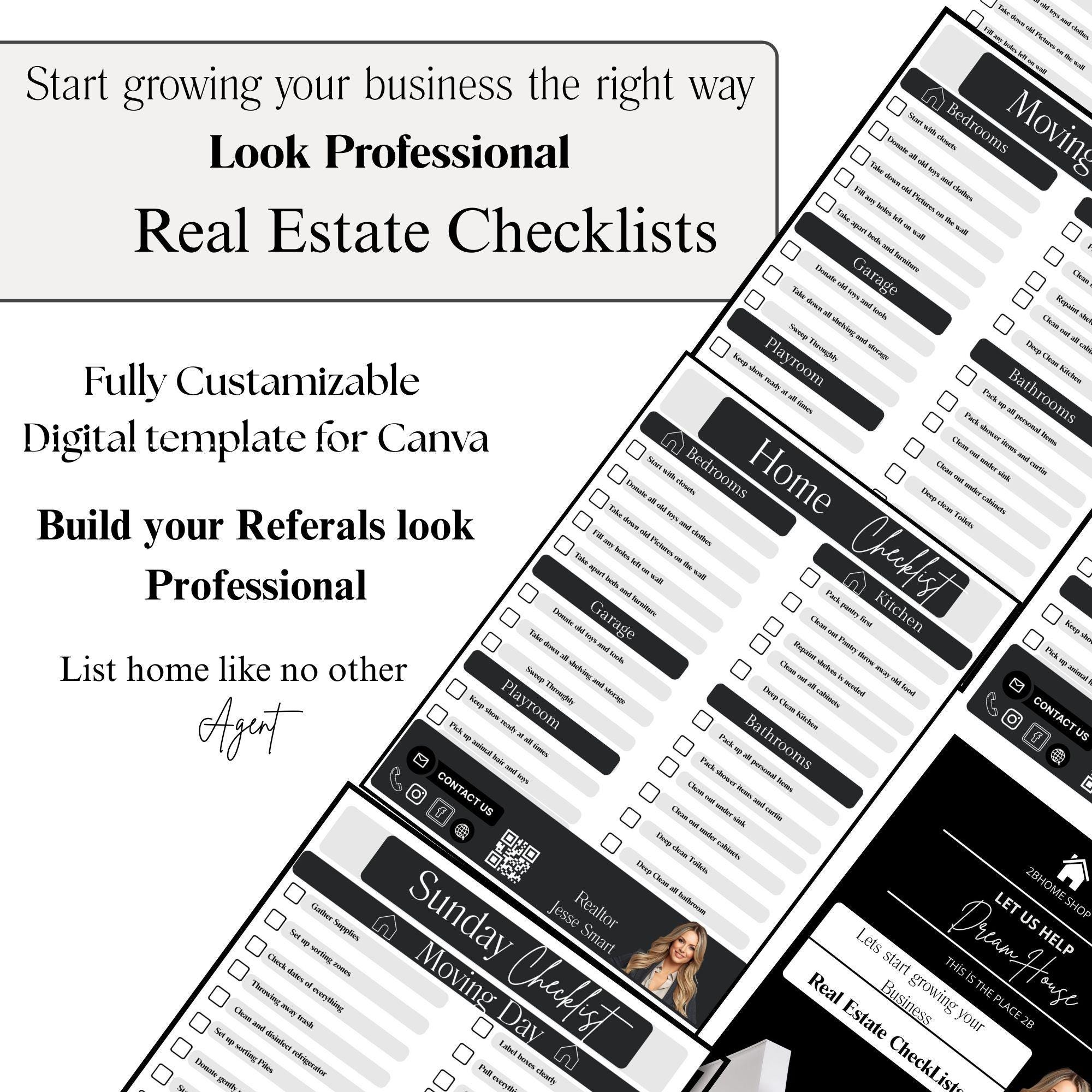 Real Estate Checklist Template Bundle: Canva Editable Marketing ...