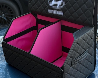 Eco Leather Car Trunk Organizer, Handmade Accessories Storage Box