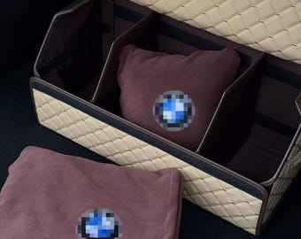 Juego organizador personalizado para el maletero del coche: manta y almohada de piel ecológica