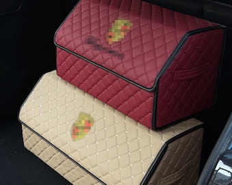 Quilted Car Trunk Organizer - Collapsible Storage Box - Auto Interior Accessories