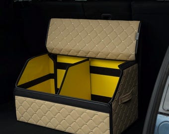 Organizador de maletero de coche de cuero ecológico, bordado personalizado, regalo de San Valentín para él