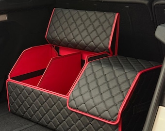 Organizador de maletero de coche personalizado, almacenamiento de carga de cuero ecológico, bordado personalizado