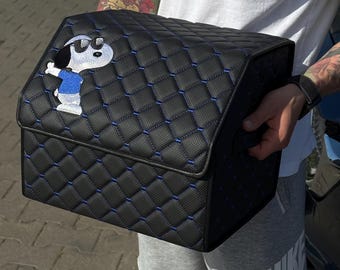 Organizador de almacenamiento para coche de cuero ecológico personalizado, bolsa para herramientas de maletero