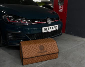 Eco Leather Car Trunk Organizer, Personalized Auto Interior Storage
