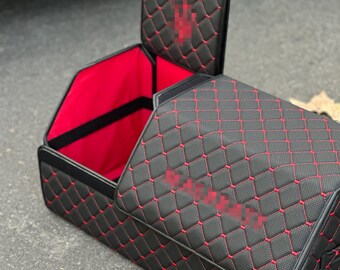 Organizador de maletero de coche de cuero ecológico: almacenamiento automático hecho a mano, organización personalizable, regalo de San Valentín para tu novio.