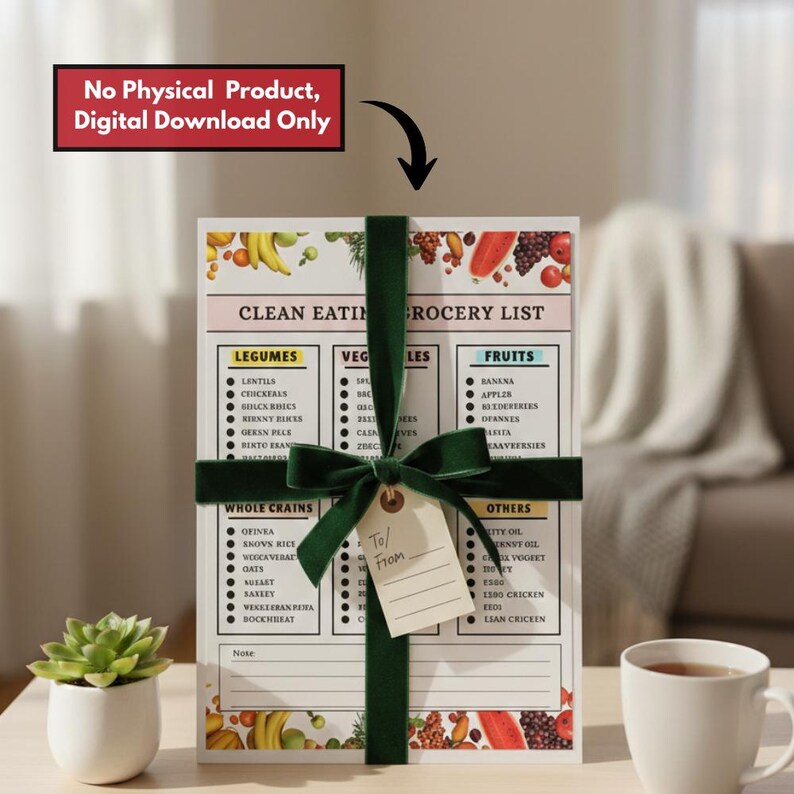 Clean Eating Grocery List Printable, Clean Eating Food List PDF, Whole ...