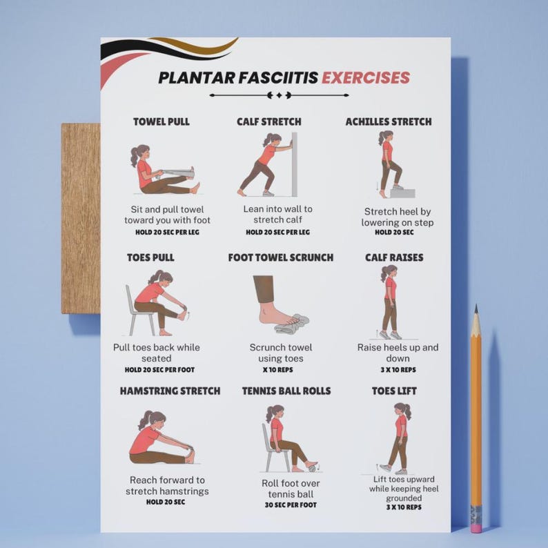 Plantar Fasciitis Exercises | Printable Foot and Heel Stretching ...