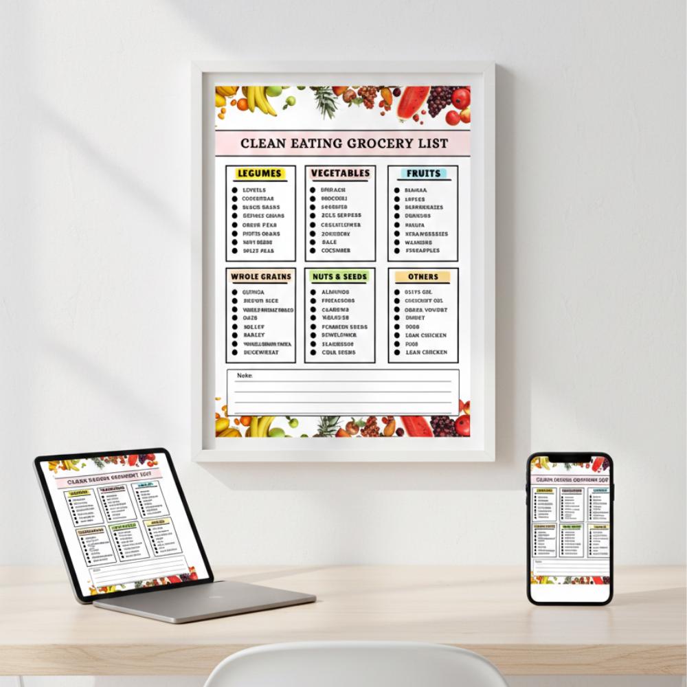Clean Eating Grocery List Printable, Clean Eating Food List PDF, Whole ...