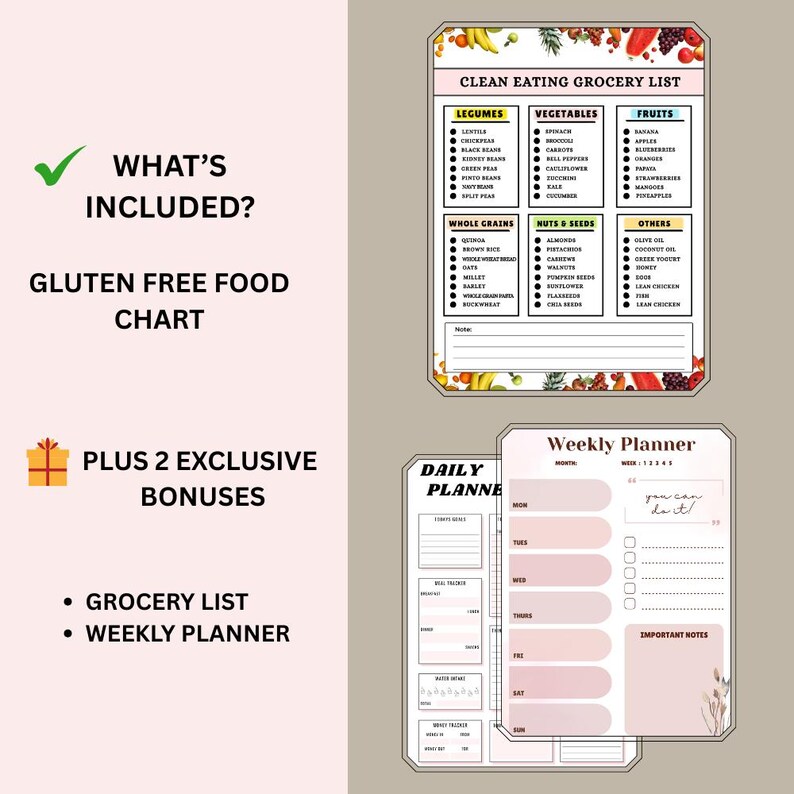 Clean Eating Grocery List Printable, Clean Eating Food List PDF, Whole ...