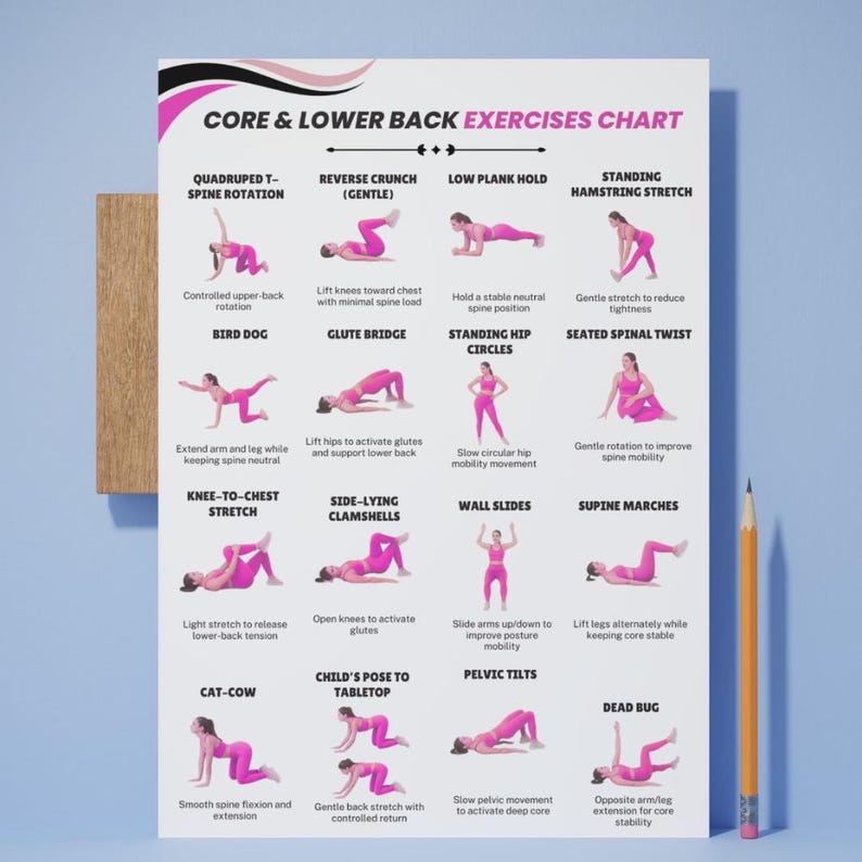 Solid Core Back Exercise Low Impact Core & Back Exercises | Core Stability Workout Chart ...
