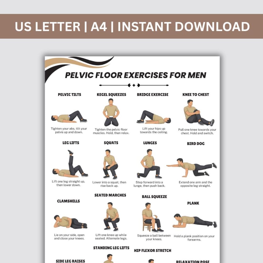 Pelvic Floor Exercises for Men, Pelvic Floor Workout Chart, Kegel ...