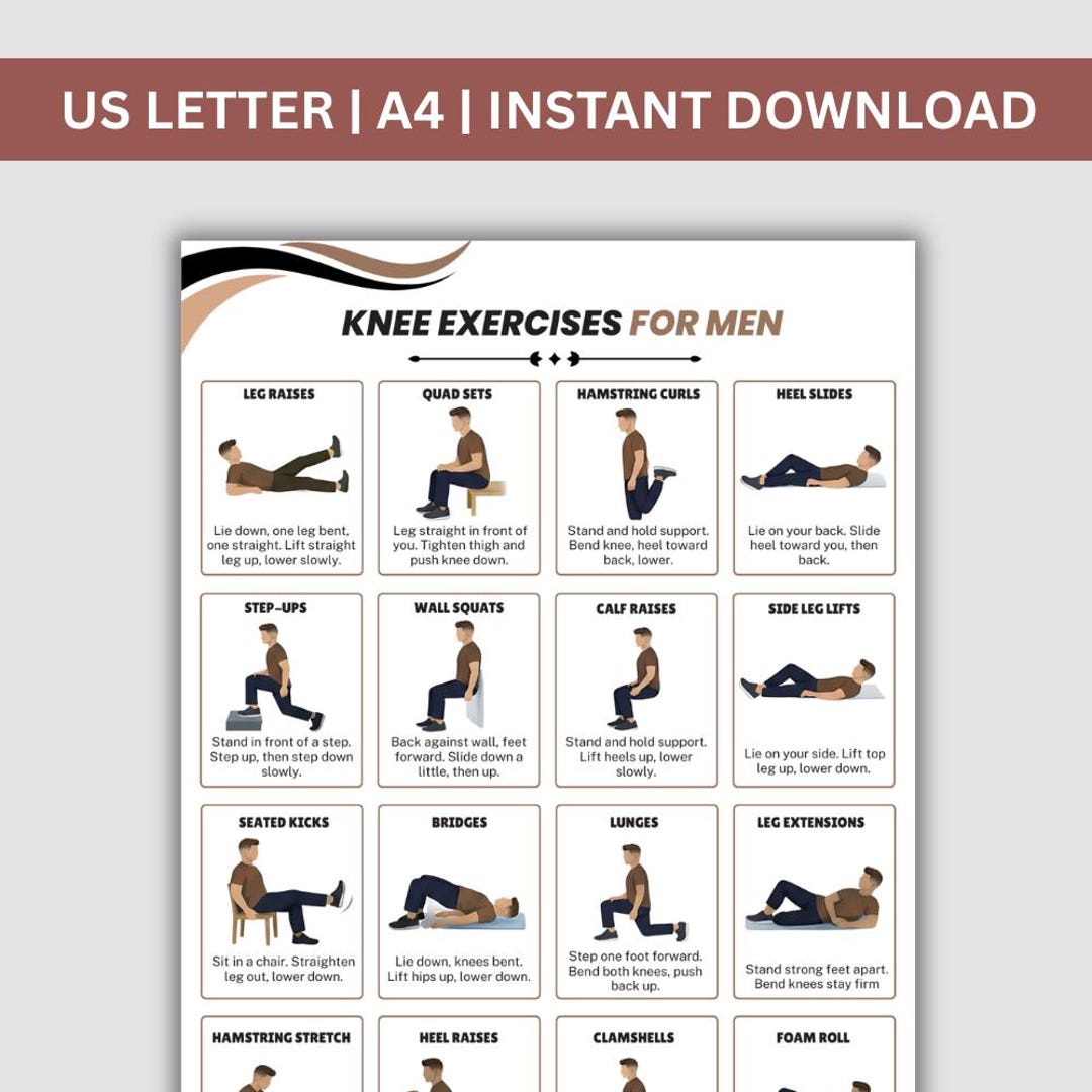 Knee Exercises Chart, Printable Exercise Chart, Senior Workout Routines ...