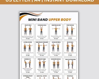 Mini Band Upper Body Workout Printable PDF, Home Fitness Routine Poster Workout Plan, Resistance Band Arm Exercises Chart, Fitness Planner