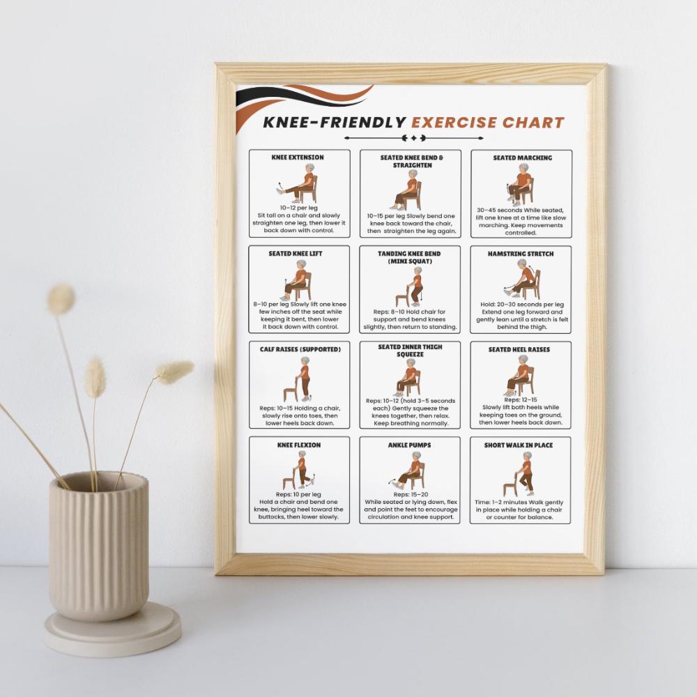 Knee Exercises for Seniors Printable, Knee Friendly Chair Exercises ...