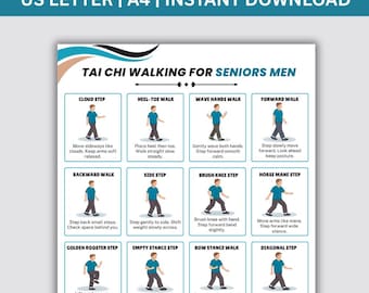 Tai chi wandelen voor senioren, tai chi-wandeltabel voor mannen, tai chi-oefenschema wandelen, tai chi wandelen afdrukbaar, tai chi-poster pdf