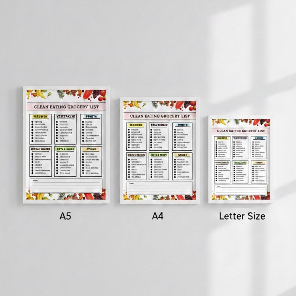 Clean Eating Grocery List Printable, Clean Eating Food List PDF, Whole ...