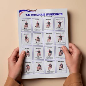 Tai Chi Chair Workouts Printable, Workout Plan PDF, Digital Download, Tai Chi Exercise Chart, Tai Chi Chair Yoga Exercise Chart PDF image 3