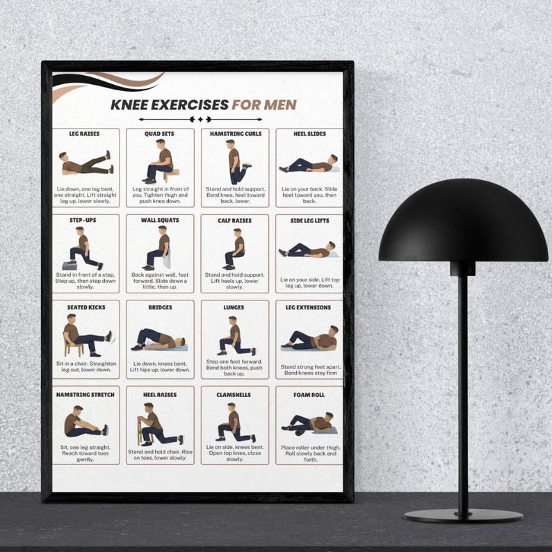 Knee Exercises Chart, Printable Exercise Chart, Senior Workout Routines ...